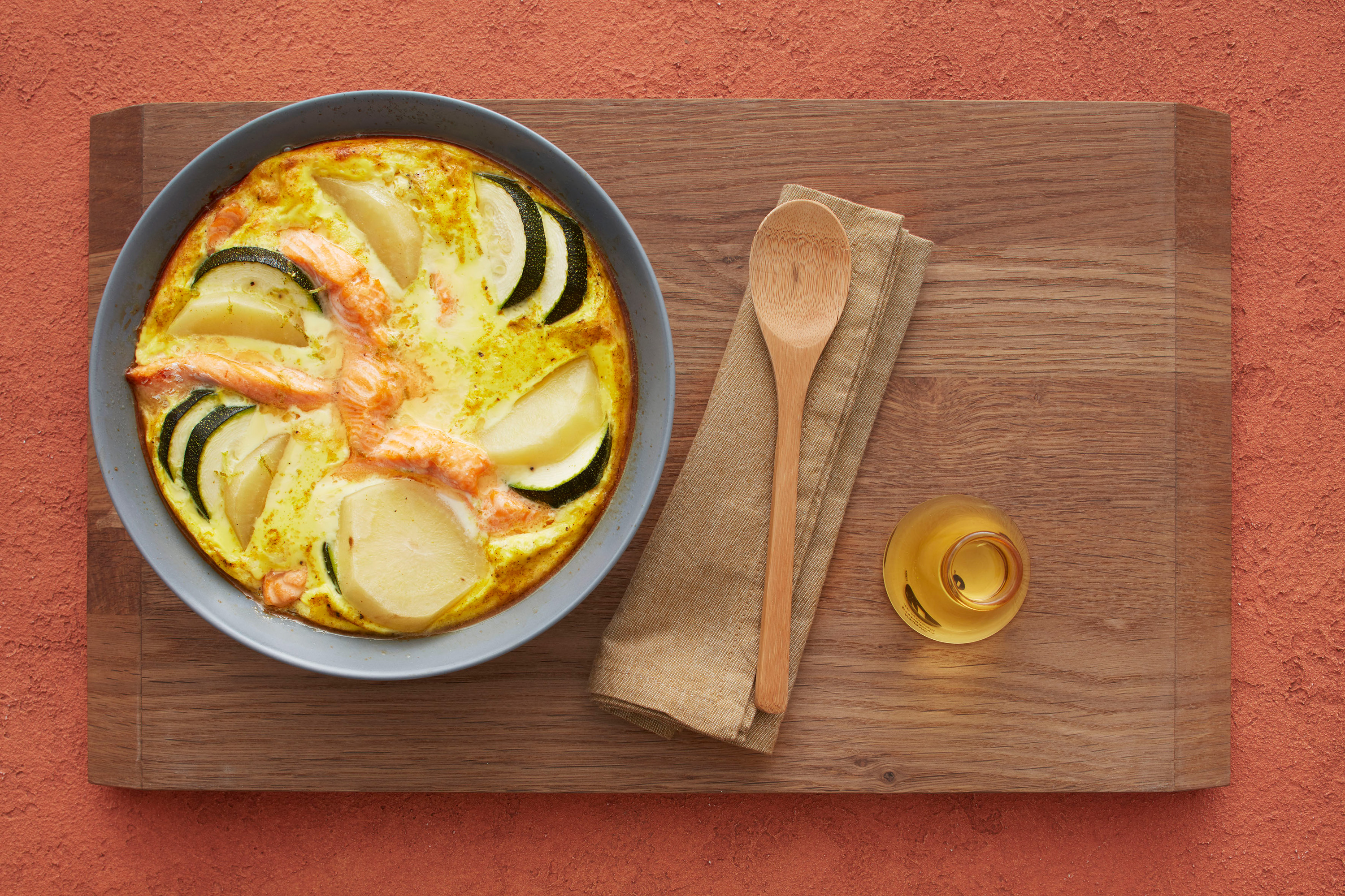 Laksegrateng med squash og potet